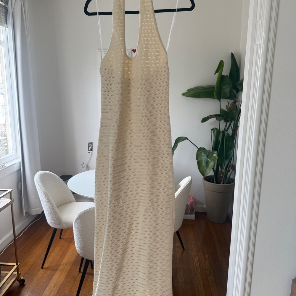 DISSH Gina Cream Halter Crochet Midi Dress - Picture 3 of 6